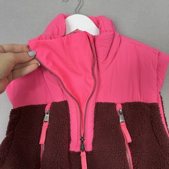 Free People Movement Journey Ahead Vest Jacket Women XS Pink Sherpa Fleece Plush - Picture 4 of 12